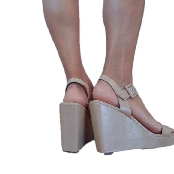 Marc Fisher Lukey Dress Wedge Sandal Shoes in Bone Beige size 9.5 - Picture 14 of 15